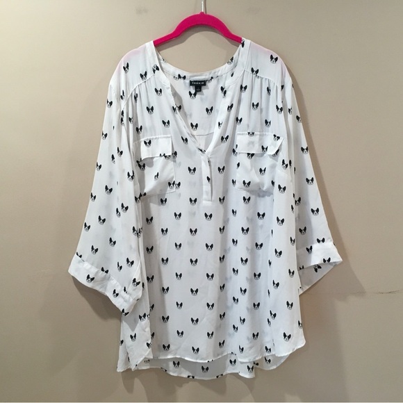 Torrid Womens 4X Harper Top Blouse Pullover All Over Dogs Print Casual - Picture 1 of 9